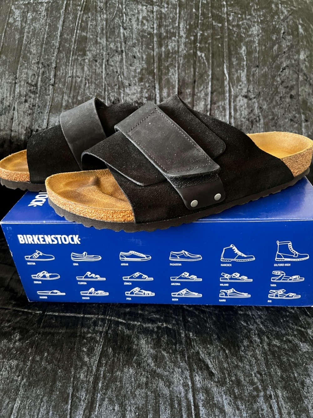 Birkenstock Black Suede Double Strap Slide Sandals
